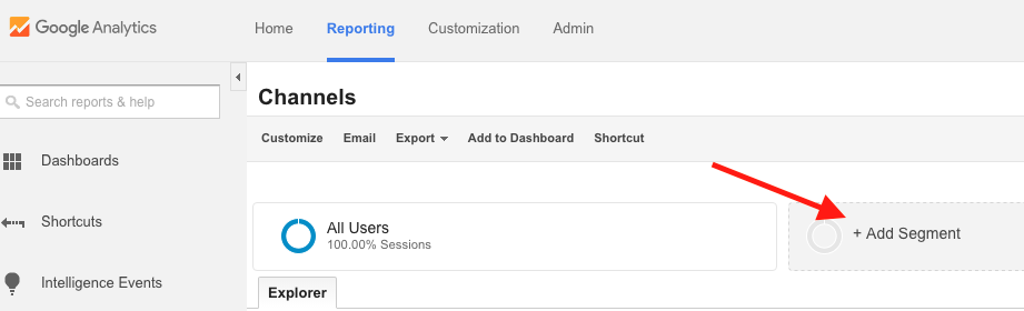 Adding a Segment in Google Analytics