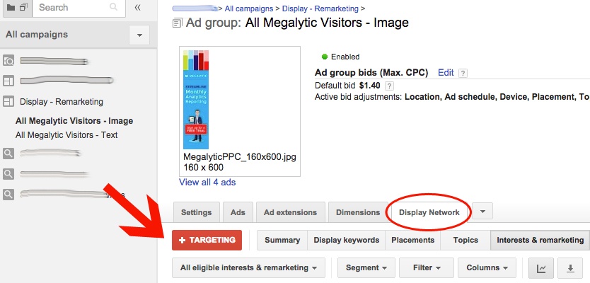 AdWords Remarketing Targetting
