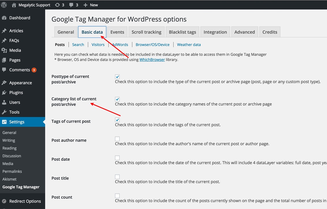 Basic Data for the GTM Data Layer