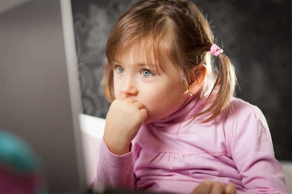 child totally engaged with a website