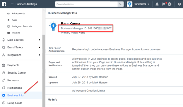 Finding Your Business Manager ID