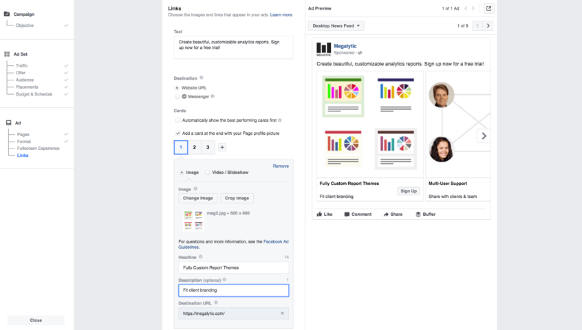 Setup Facebook Carousel Ad - Step 1