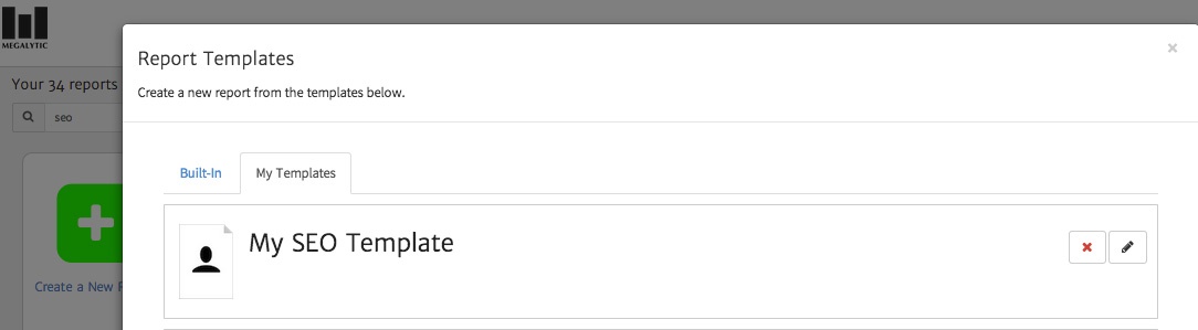 Megalytic creating a report from a template