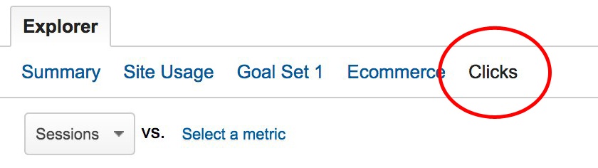 image of tabs in a google analytics report