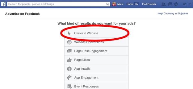 Select the option to generate clicks to website
