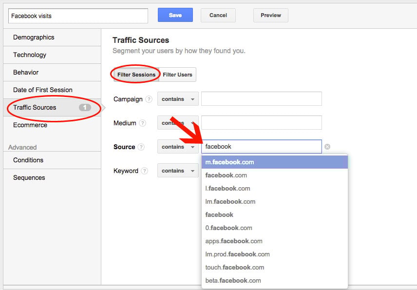 Google Analytics Creating a new Segment