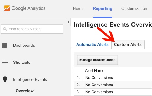 Google Analytics Custom Alerts