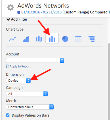 Selecting the Dimension for AdWords Reporting in Megalytic