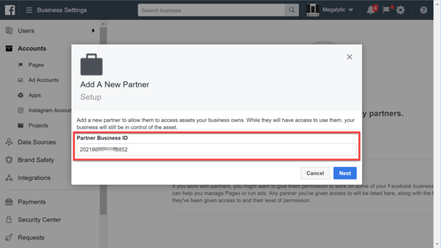 Enter the Agency's Business Partner ID