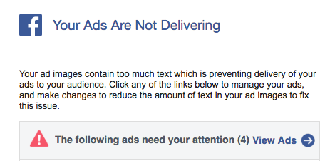 Facebook Warning - Too Much Text