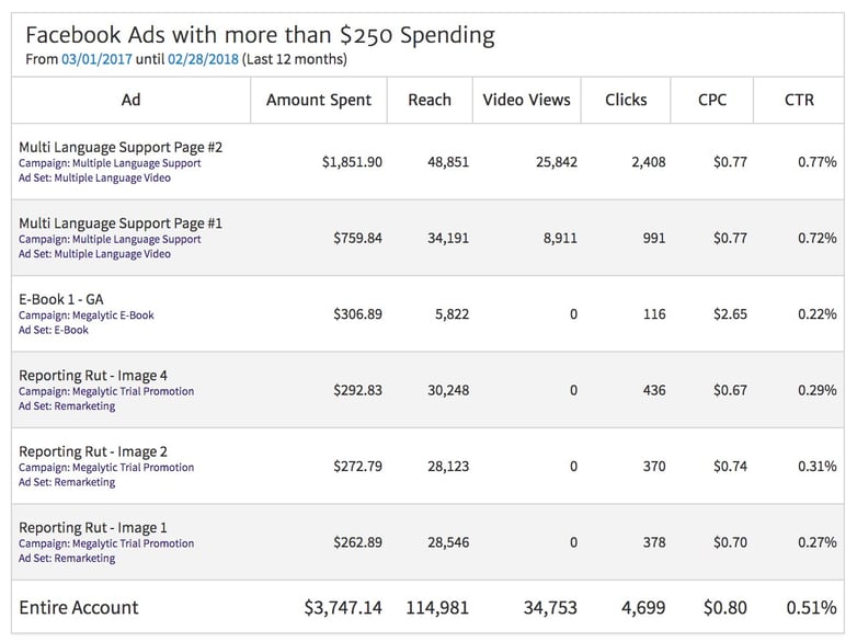 Facebook Ad Level Data