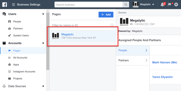 Facebook Page Added to Business Manager