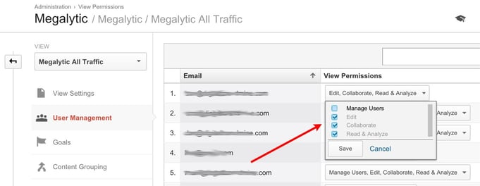 Google Analytics Access Permissions