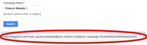Google URL builder returns the tagged landing page URL