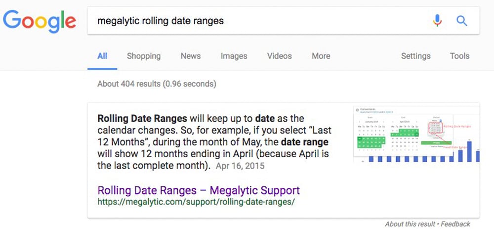 Google Knowledge Panel Showing Megalytic Support