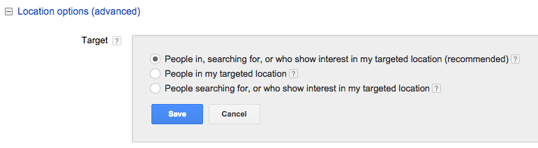 AdWords Location Options for Geo Targeting