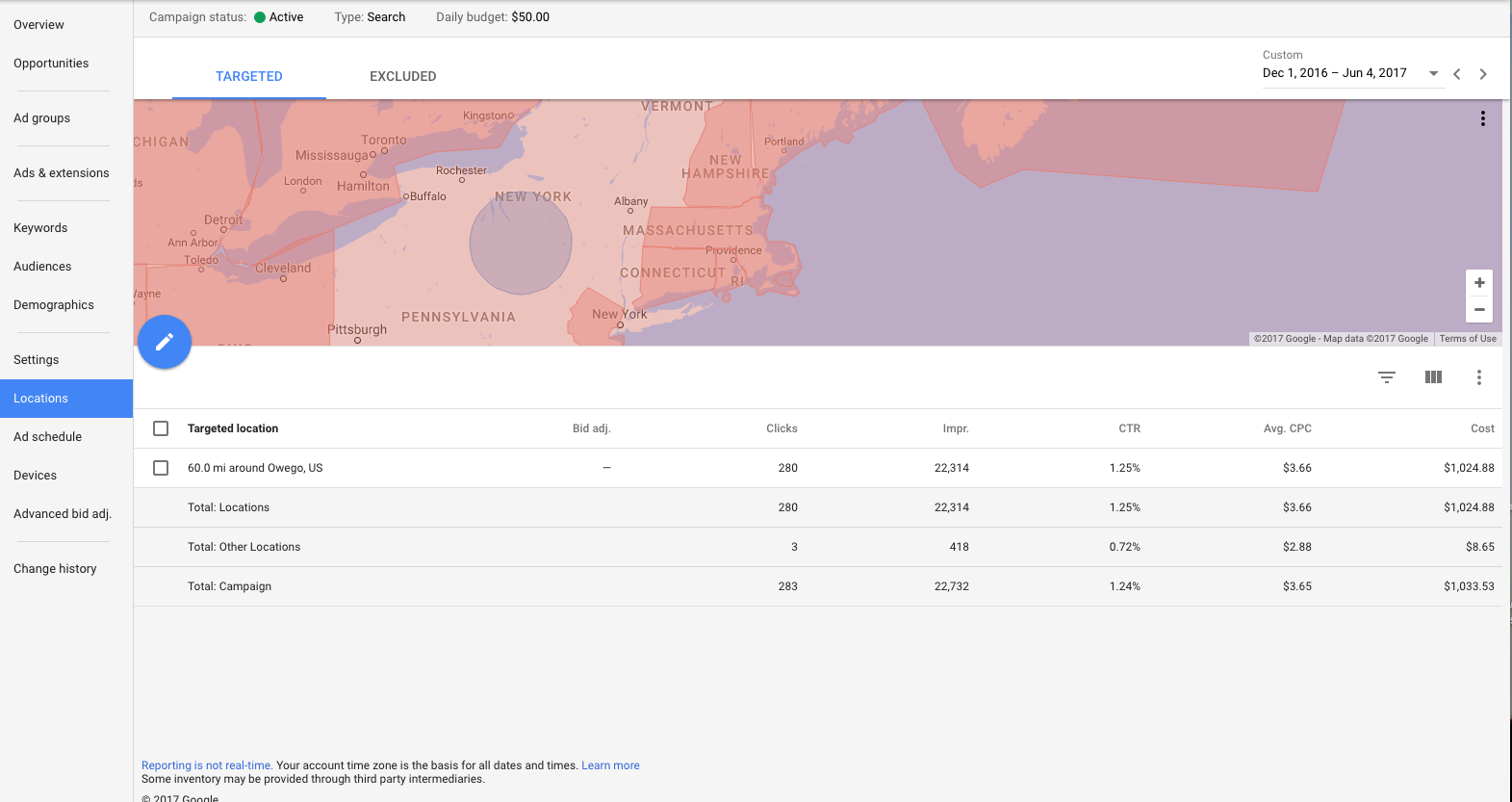 AdWords Locations Map