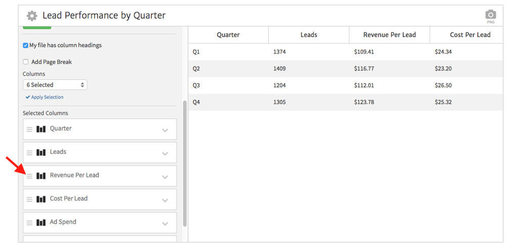Re-Arrange Spreadsheet Columns in Megalytic