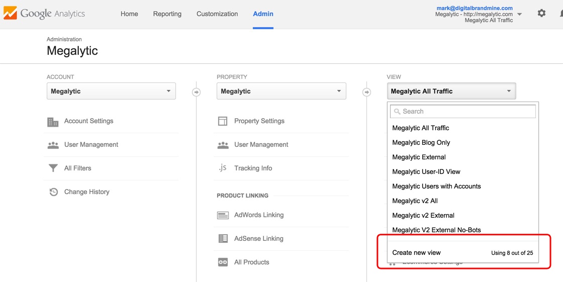 Creating a New View in Google Analytics