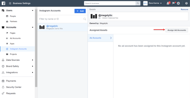 Agency Assigns and Ad Account to Instagram