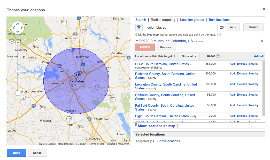 AdWords Radius Geo Targeting