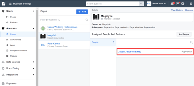 Assigning a User to the Facebook Page