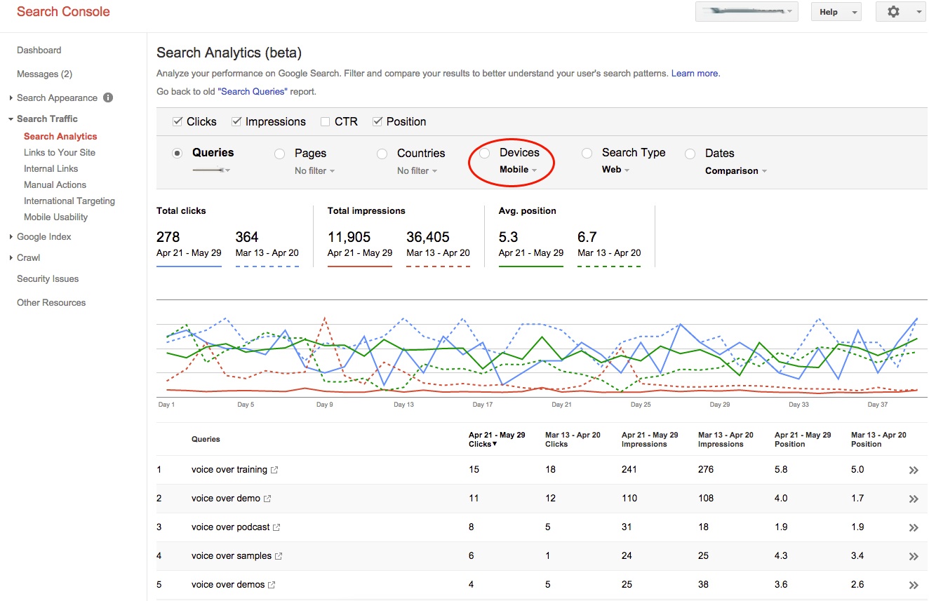Search Analytics in the new Webmaster Tools