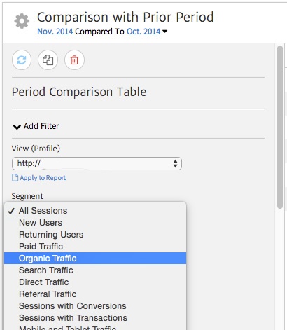 Megalytic how to select organic traffic segment