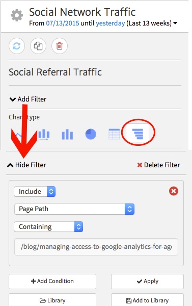 Setting up a filter for social referrals in Megalytic
