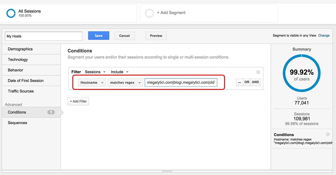 Google Analytics Use Segment to Test FIlter